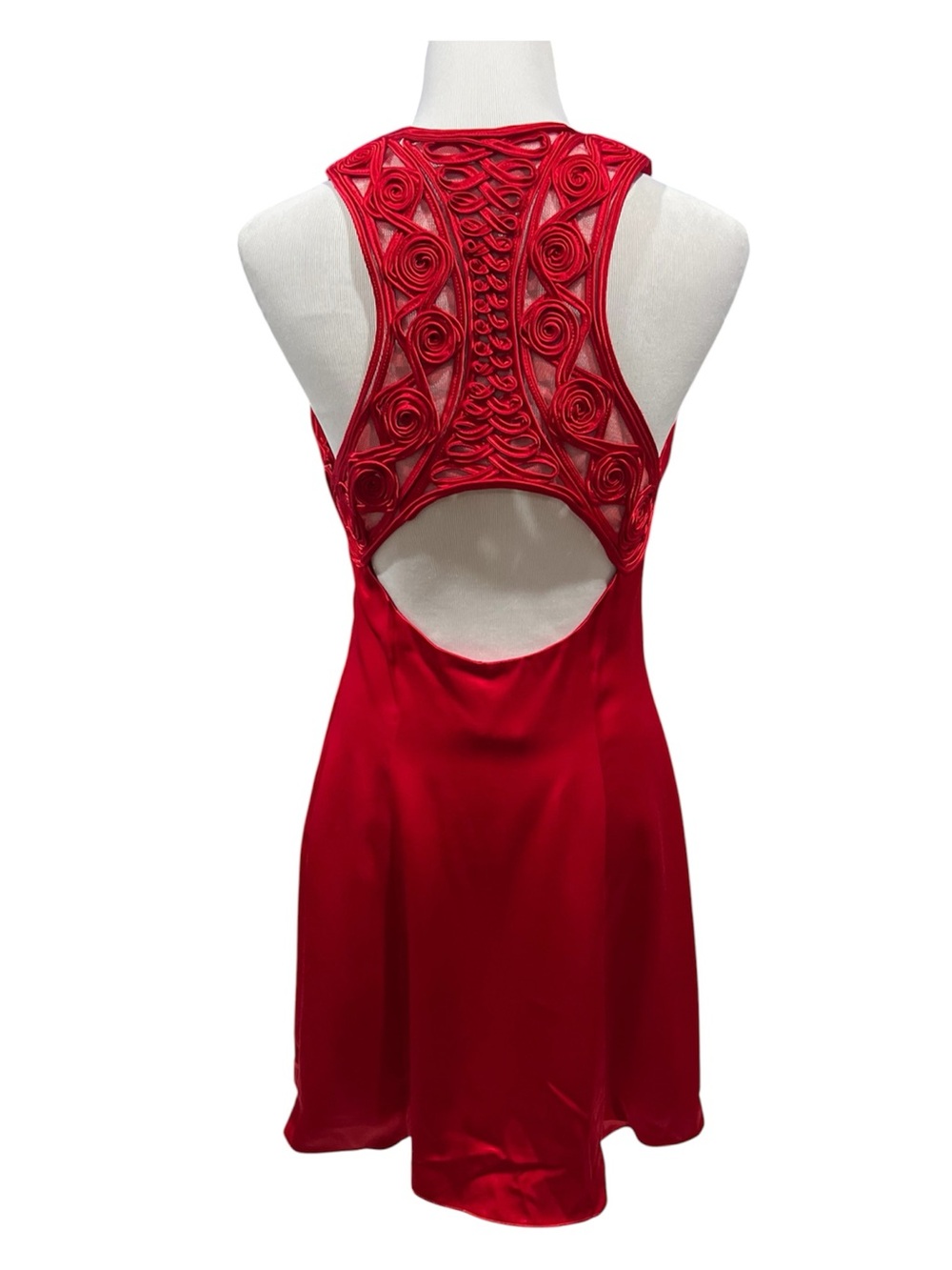 Jessica McClintock Gunne Sax Red Satin Lace 90s Y2K Dress Size 11 12